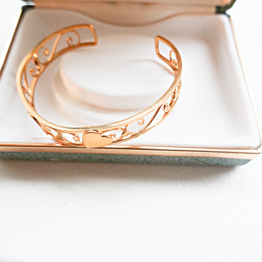 12k Gold Filled Heart Cuff Bangle Bracelet In Original Box 128$